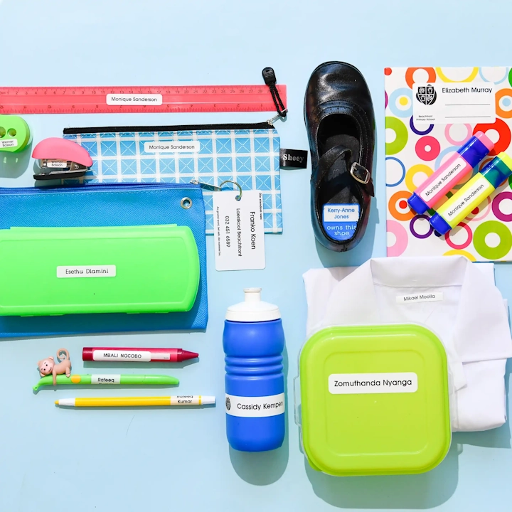 Personalised Jumbo School Label Pack for clothing, stationery, books, shoes, lunch boxes, water bottles, bags and school essentials
