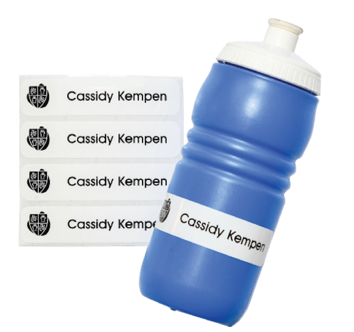 Waterproof large general name labels for school items, lunch boxes, bottles, and containers.