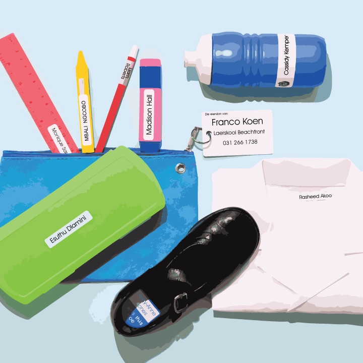 Personalised Starter Pack Labels for children’s school clothing, stationery, books, shoes, lunch boxes and water bottles